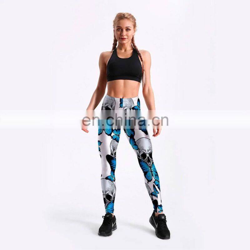 hot sexy Fitness Leggings Women Skull&flower Black legging