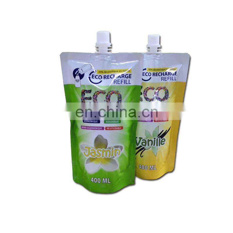packaging liquid bags doypack 8oz 12oz cleaning bleach detergent custom refillable spout packaging aluminium spout pouch polybag