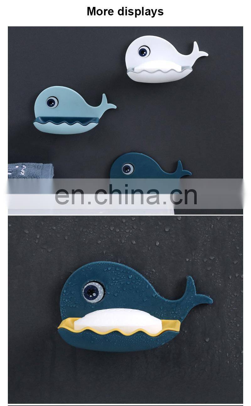 Cartoon Whale Bathroom Soap Dish Holder Bathroom Soaps Box Storage Shelf Plastic Wall Mounted Draining Organizer Tray
