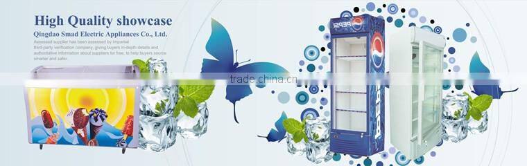 1000L commercial glass door upright display refrigerator showcase