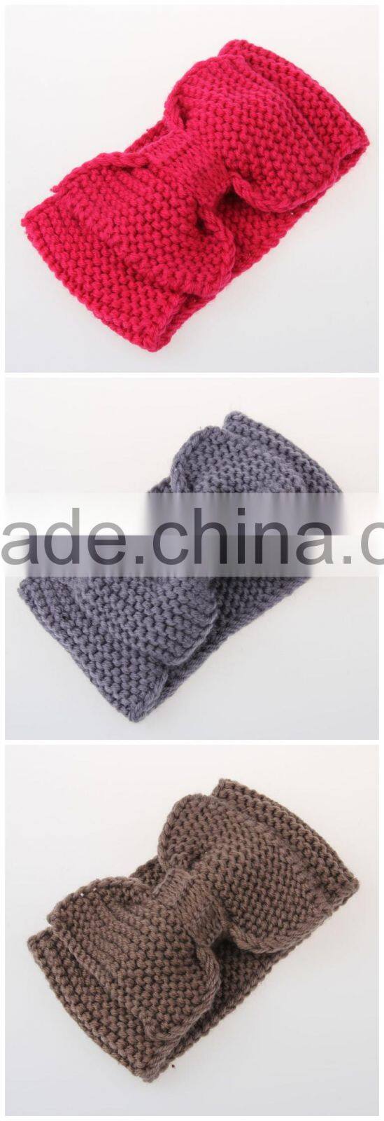 Fashion Cute Bowknot Flower Plain Knitting Lady Women Headband