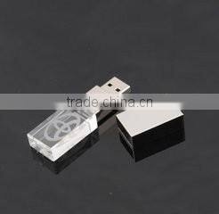 Customized Logo Engrave Promotion Mini Crystal jewellery 32GB 64GB USB Flash Memory Drive with LED Light