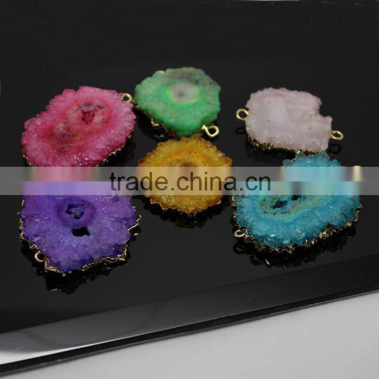 JF8584 fashion crystal pave round chunky agate slab beads