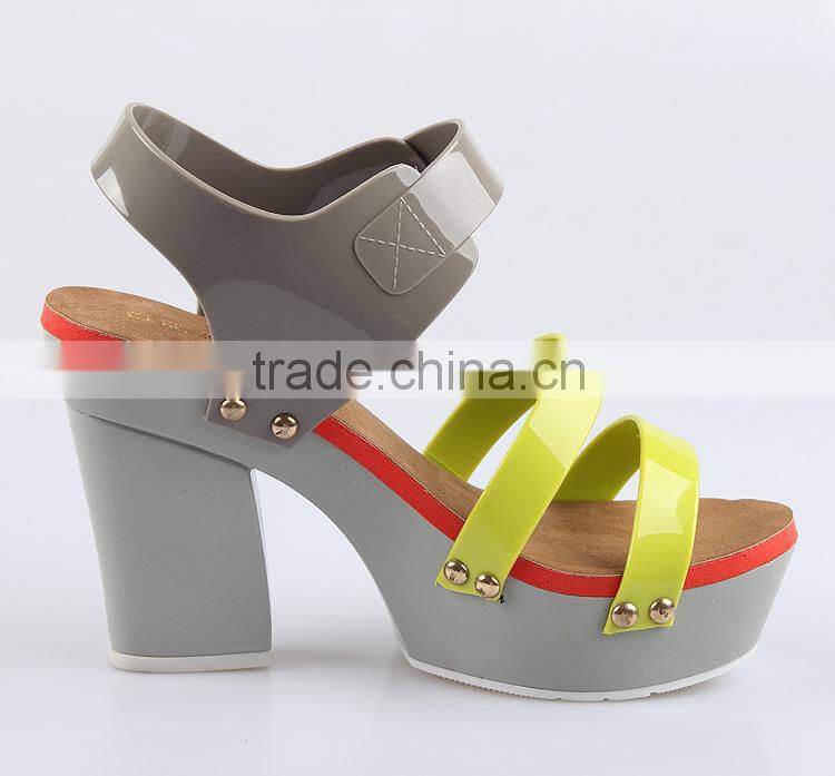 2015 transparent high heels jelly shoes brazil melissa fashion pvc lady shoes sweet party woman sandals