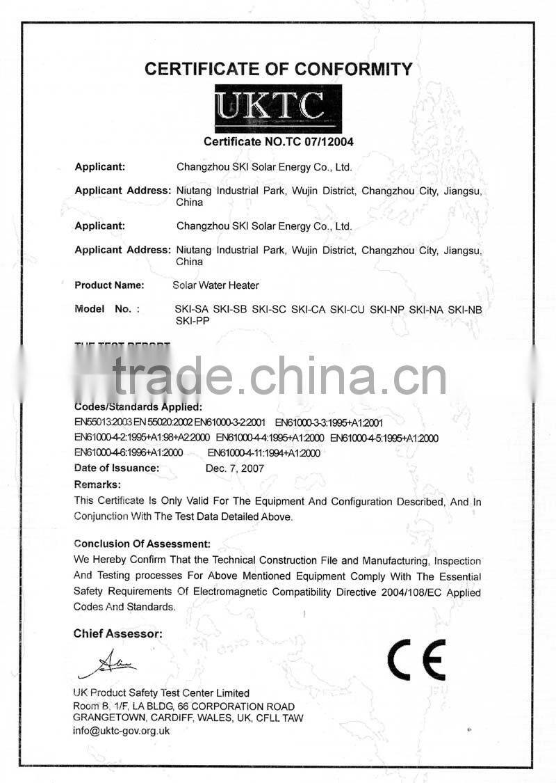 solar hot water tank: Split Pressurized solar water heater with single Heat Exchanger, SKI-SB