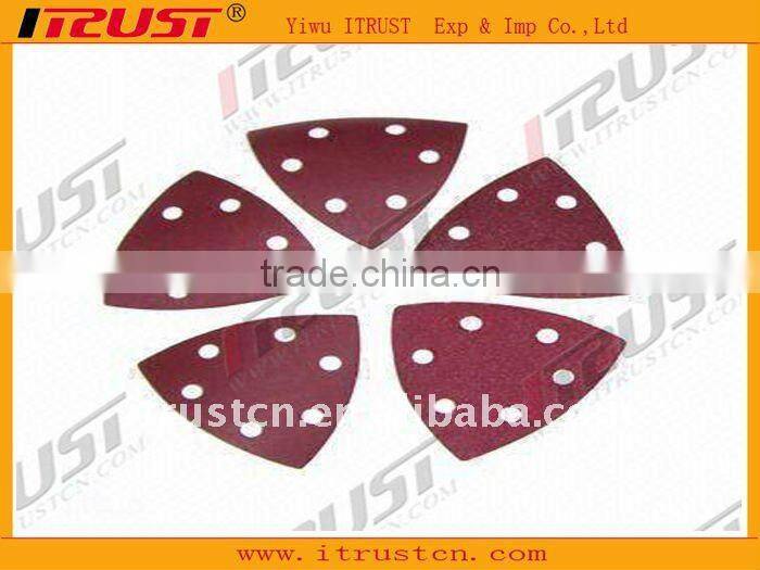 Triangle-shaped abrasive velcro discs grinder