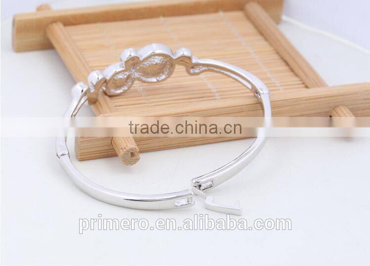Fashion Silver Plated With Crystal Round Charms Bracelets Bangles Wedding Jewelry