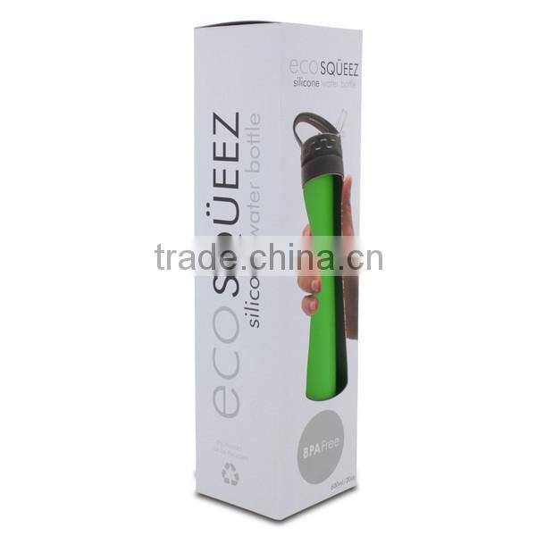 2015 new product Eco Squeeze Silicone Drinking Bottle spill free water cup 100% BPA free