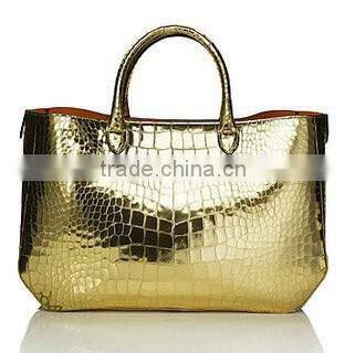 2016 PU leather crocodile metallic fabric for making lady party handbag fabric