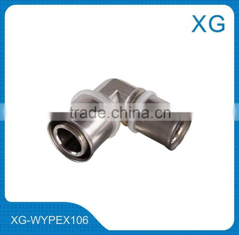 PE/PEX fittings brass fittings male female elbow with seat/Gas pipe compression elbow with plate
