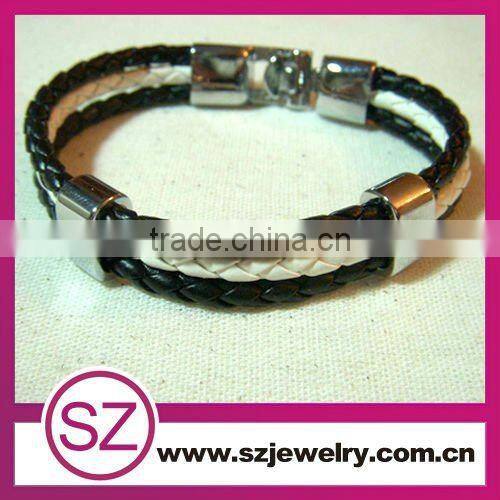 MLB0003 blue leather stainless steel buckle/power bracelet