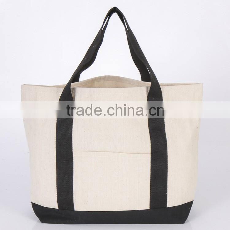 Open top style cotton canvas shopping bags, bottom,no side shape ,with Reinforcement handle