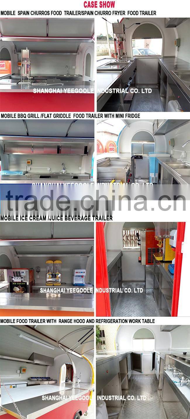 Yeegoole Thai model ice cream trailer / food carts vendors / stainless steel trailer CE