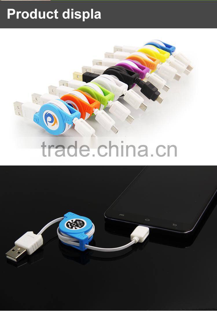 80cm Retractable usb charging cable usb to micro usb cable in many styles