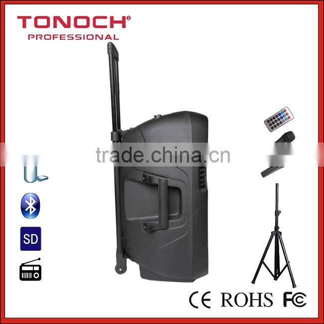 8",10",12" 15" bettery speaker with MP3/USB/SD/BLUETOOTH/REMOTE CONTROL/TROLLEY/WHEELS