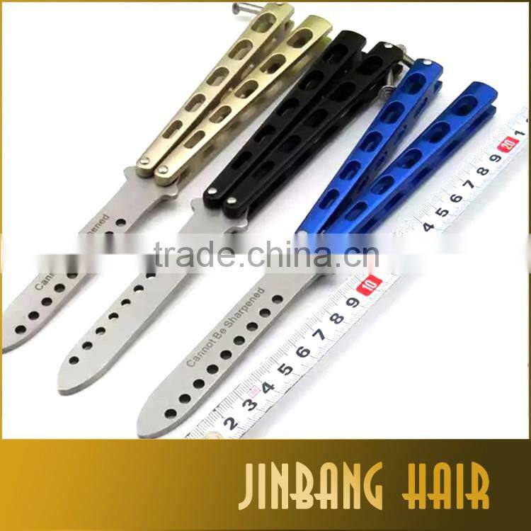 2016 new style butterfly knife comb salon stainless hair comb balisong butterfly knife trainer