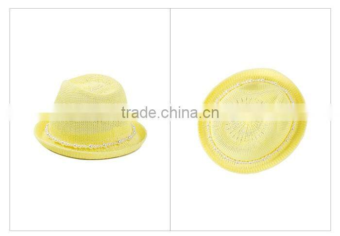 Korean style head accessories paper straw hats women pearl fedora hat