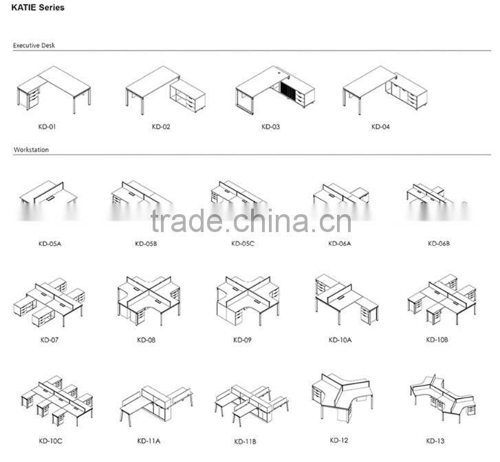 Luxury melamine panel pvc edge banding 4-seating staff work table KD-11b