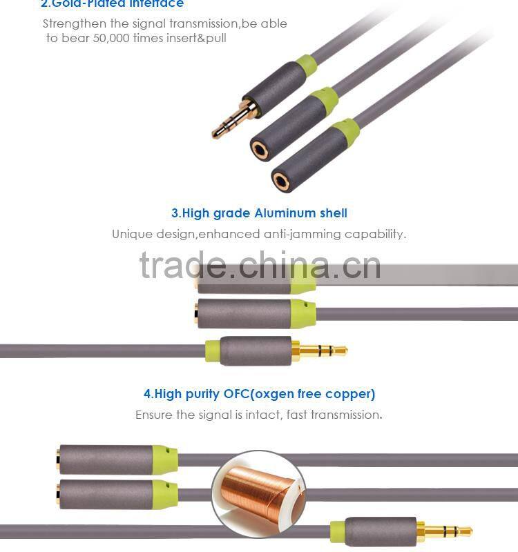 3.5mm headphone Y Splitter Audio Cable 1 male to 2 female/1 in 2 out AUX Cable