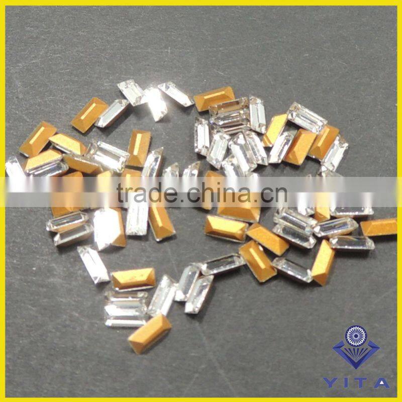 Good quality rectangle shape loose point back glass rhinestone for wedding dress