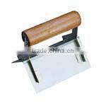 Plastering trowel with wooden handle, carbon steel normal polished, V notched