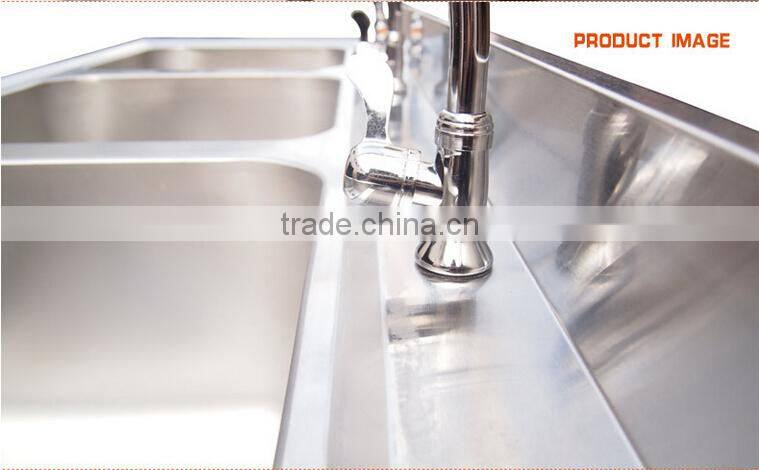 Commercial hotel restaurant stainless steel kitchen sink cabinet with faucets