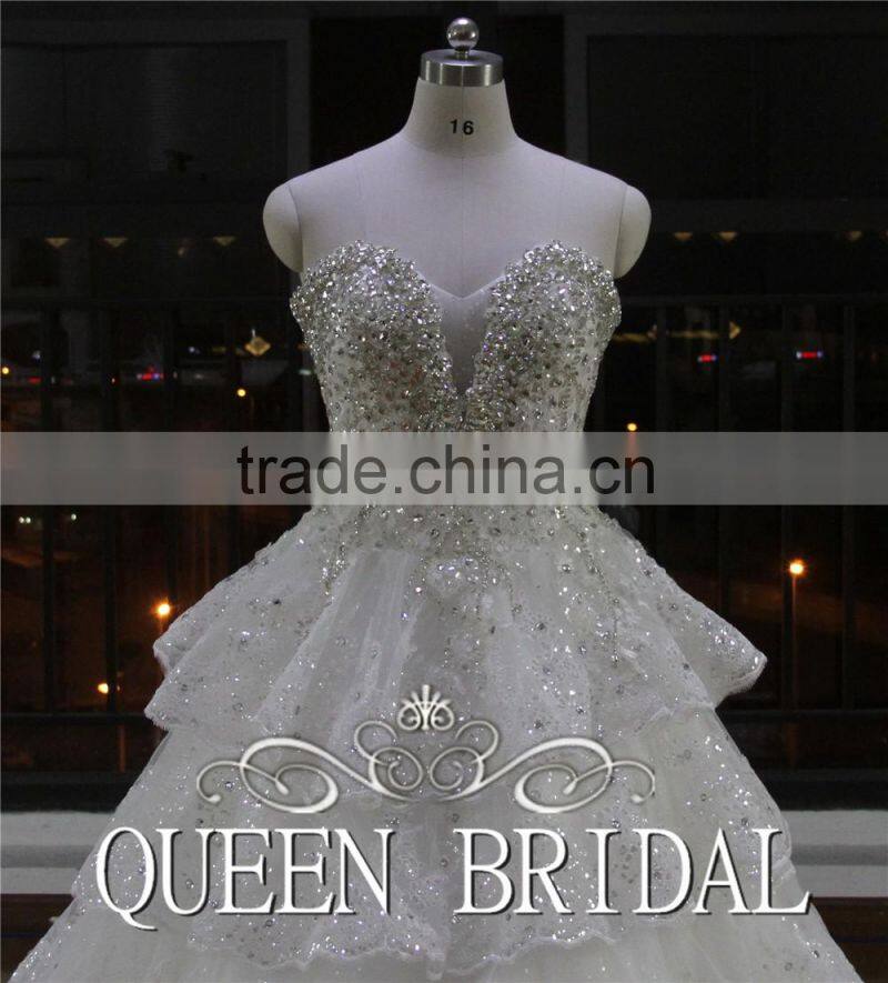 Real Works Luxury Bling Wedding Dresses Ball Gown in Turkey 2016