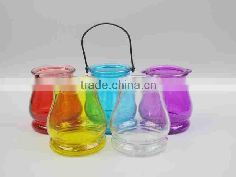colored crystal Glass Candle Holder with decoration