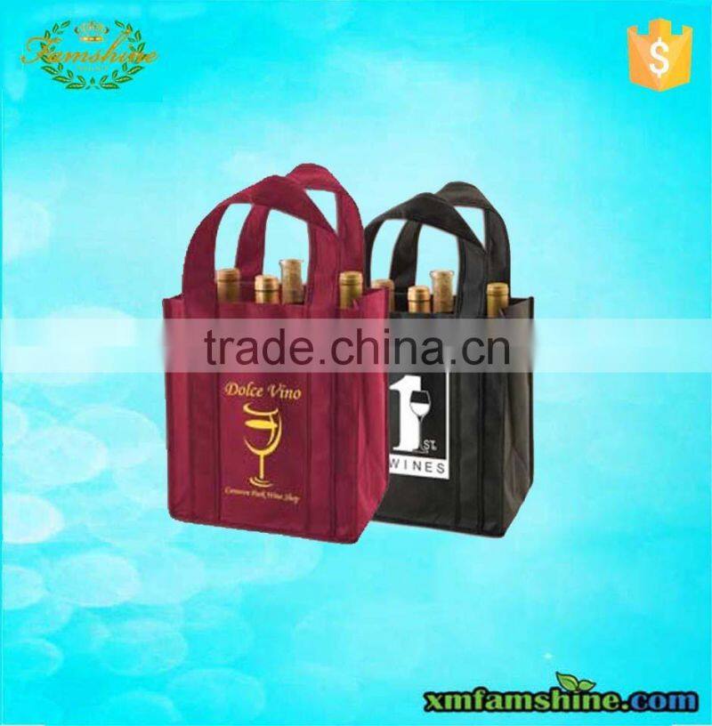 eco friendly non woven 6 bottle wine glass carrying bag