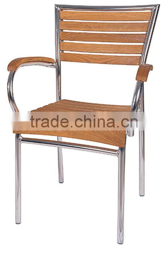 Inexpensive aluminum chair frames cover with manchurian asg wood slats