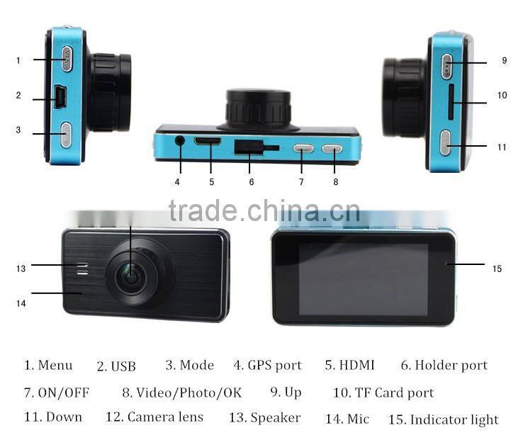 2.7 Inch Full HD 1080P 5.0M Pixel Camera Lens GPS Tracker Mini Car DVR Recorder