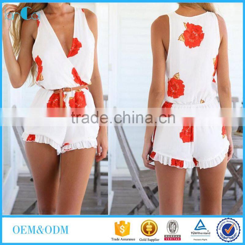 Women clothes romper latest design sleeveless korean fashion jumpsuit