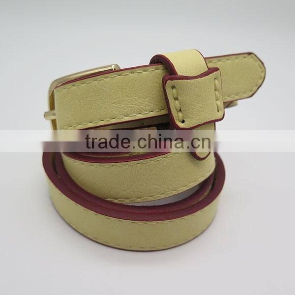 Colorful skinny women leather belt