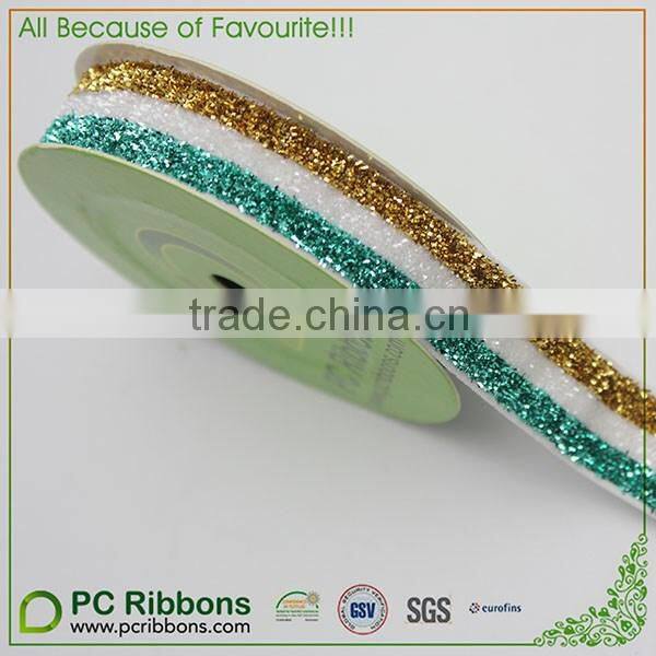 5/8inch striped elastic glitter metallic velvet ribbon