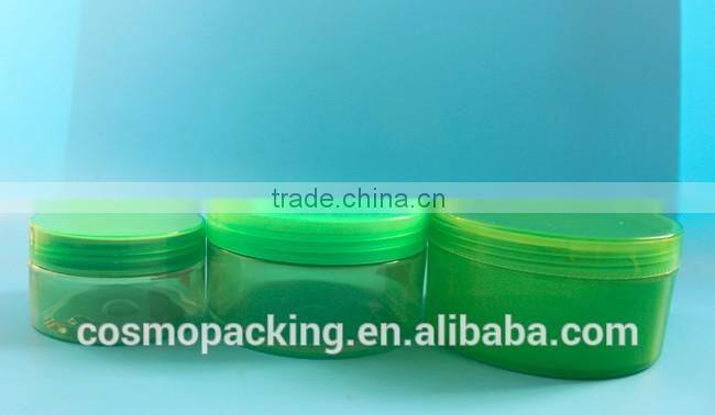 100ml 100g empty green transparent PET plastic jar container for cosmetic packaging