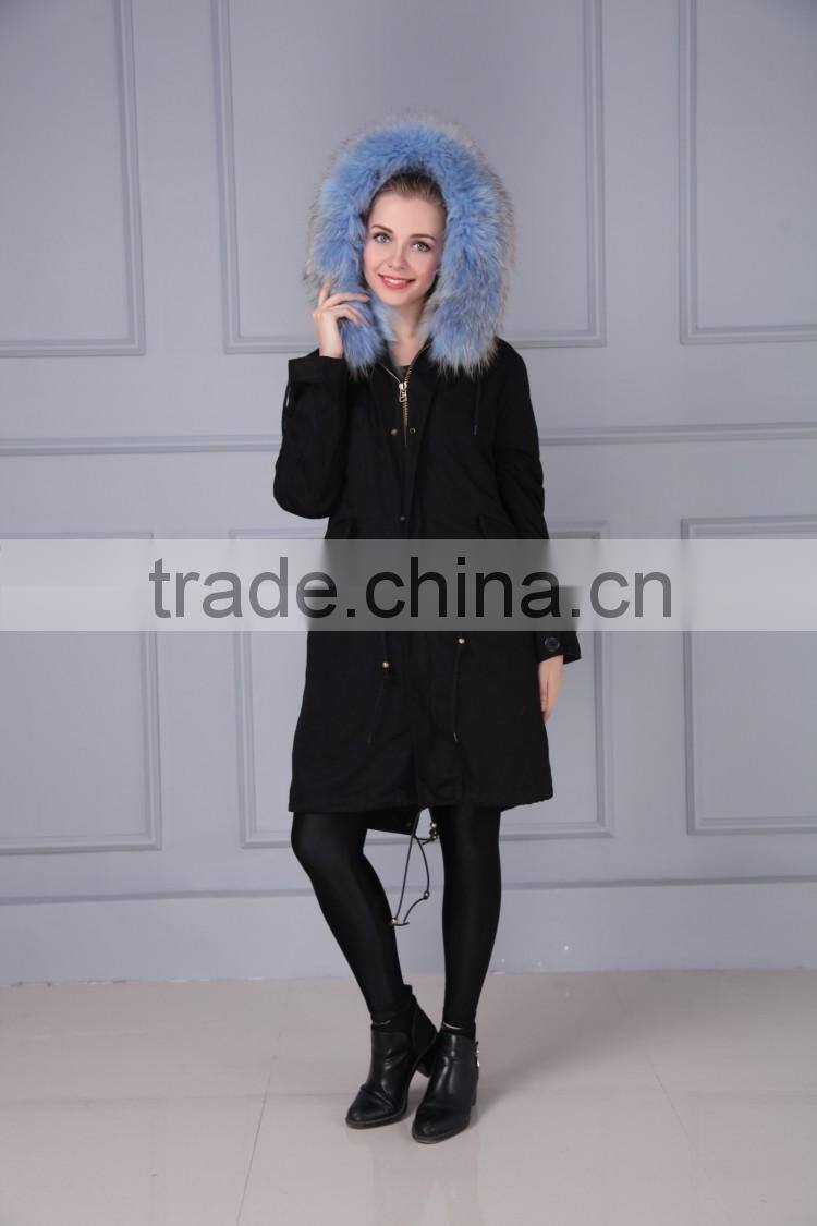 Hot sale wholesale cotton winter coat real fox fur lining parka for women and men