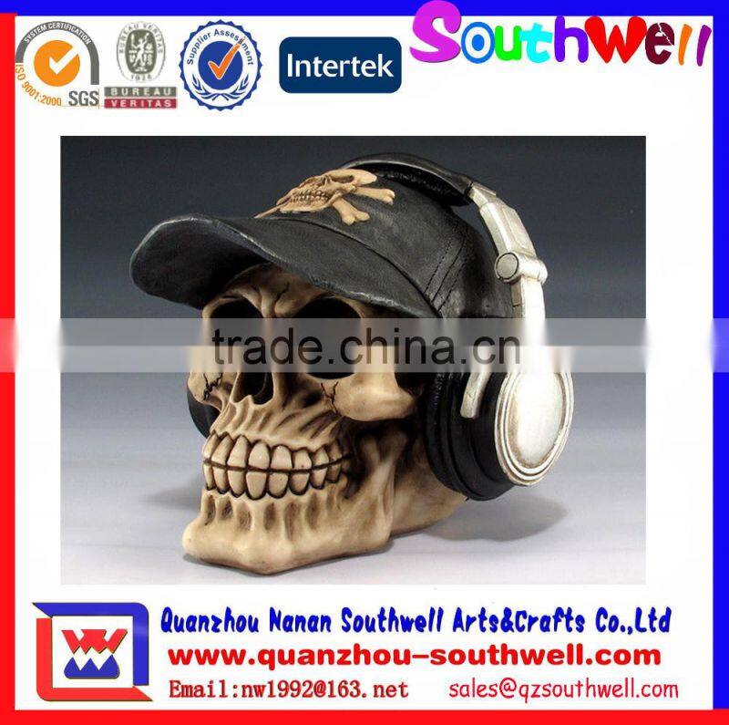Helmet Skull with Sun Glasses Skeleton Figurine Statue Collectible
