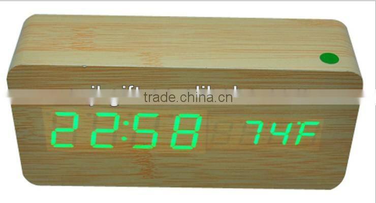 2016 hot sale digital clock home decor LED clcok fashion wood clock table clock with high quality with Dot matrix display