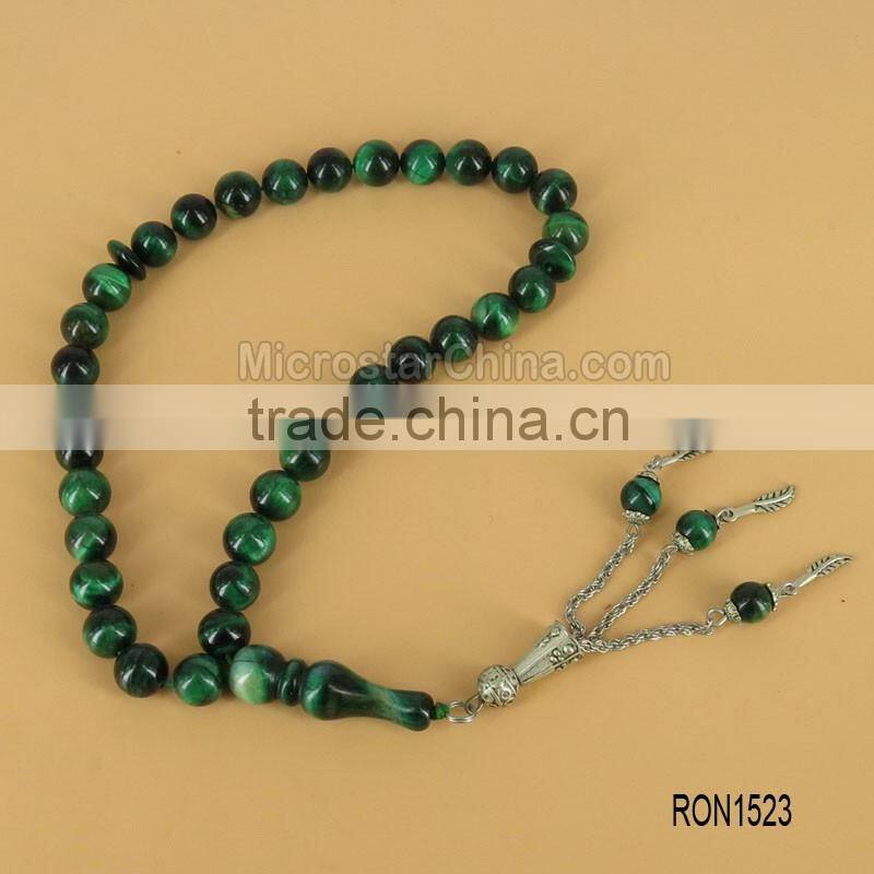 33pcs 8mm Jasper Stone Silver Tassel Prayer Beads Tespih Tesbih Tasbeen Beads