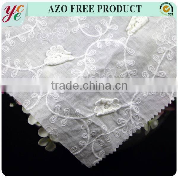 snow white 3d embroidery fabric for dress