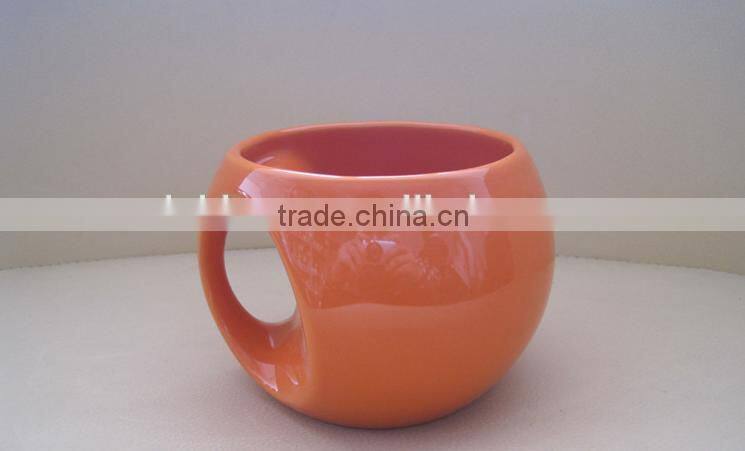 creative fancy peculiar football shape red yellow orange blue and green ceramic coffee mug