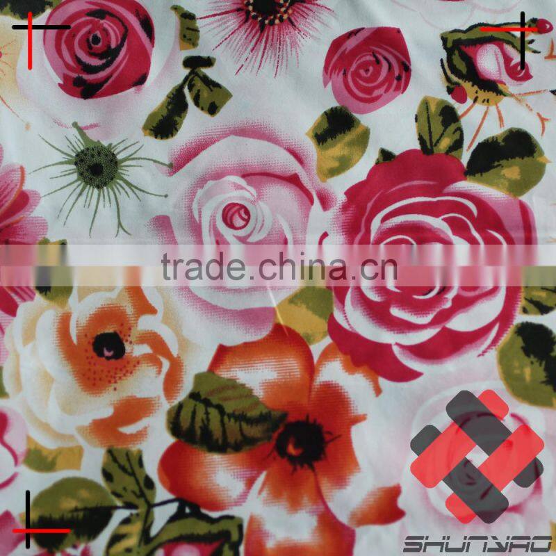 100% polyester spun pongee fabric imitation cotton fabric printed for garment