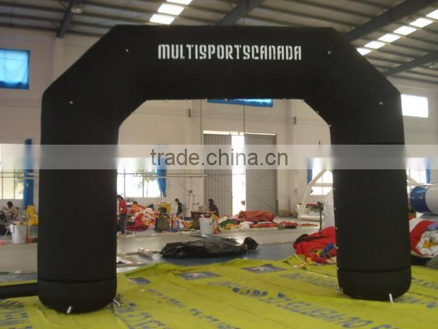 Customized design high quality advertising black inflatable finish line arch
