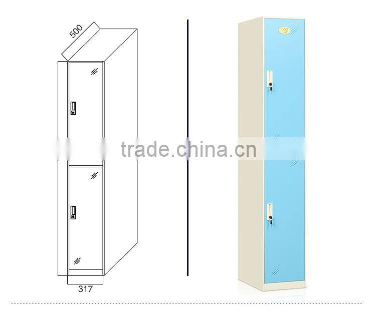blue key lock wardrobe vertical double door wardrobe locker furniture