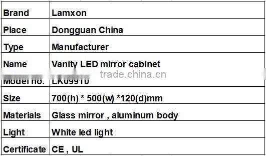 Vanity LED mirror cabinet , Aluminum mirror cabinet with led illuminated for modern bathroom