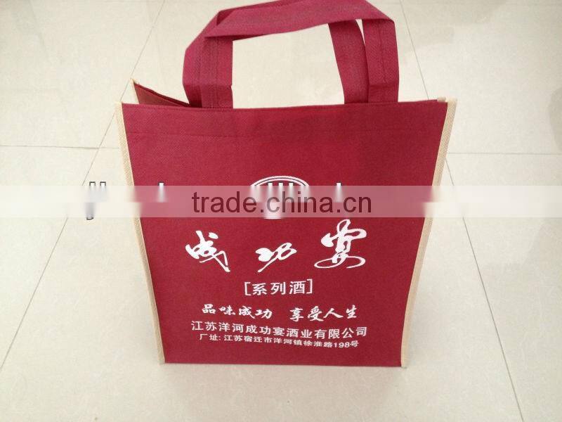 recycle nonwoven handle bag with hand sewn to bottom