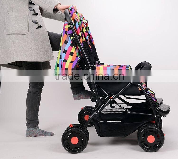 European Market Top Quality Twins Baby Stroller|Baby Carriage with Bidirectional Handle