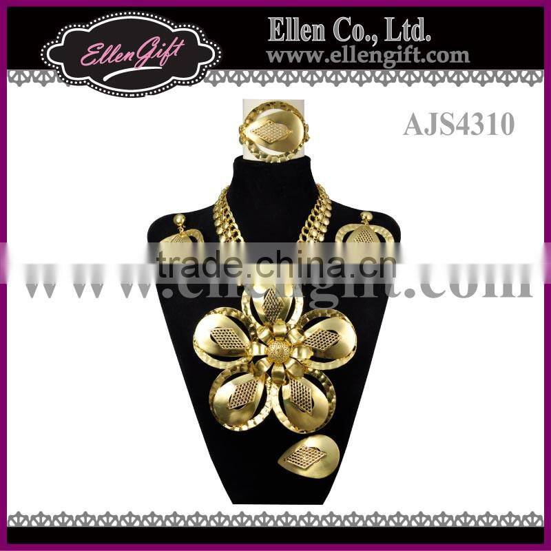 Big Design African Gold Wedding Jewelry Set AJS4310