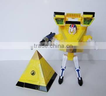Interesting Cone transform toys robot with light and sound