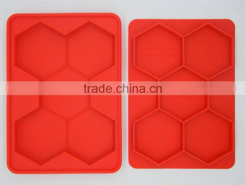 2016 amazon hot Wholesale BPA free FDA food grade 5 cavity large meat pie trays silicone hamburger presser